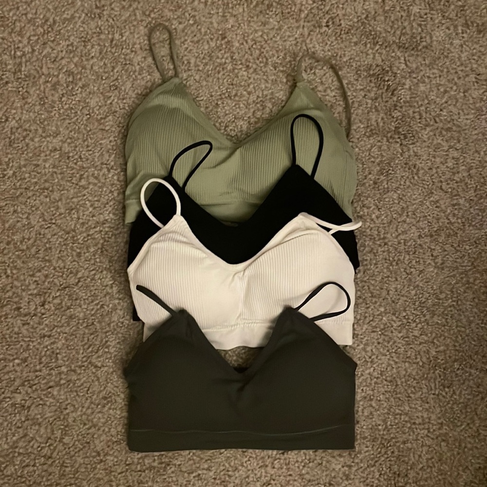 4 Pieces Cami Bras - Women's V-Neck Padded Seamless Straps Bralette